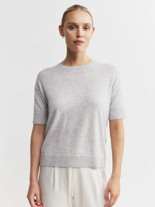  Essential Cashmere Crew Tee - Grey Melange