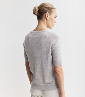 Essential Cashmere Crew Tee - Grey Melange