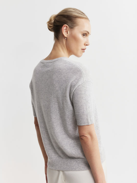 Essential Cashmere Crew Tee - Grey Melange