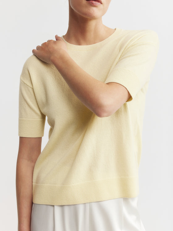 Essential Cashmere Crew Tee - Lemon