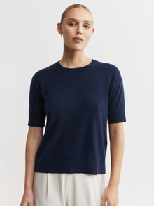  Essential Cashmere Crew Tee - Navy