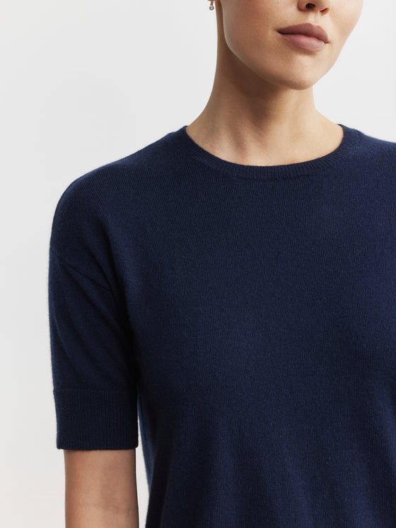 Essential Cashmere Crew Tee - Navy