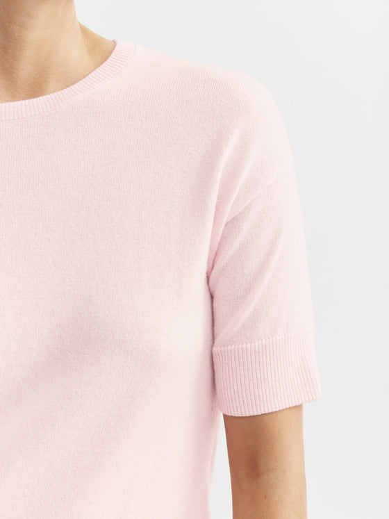 Essential Cashmere Crew Tee - Powder Pink