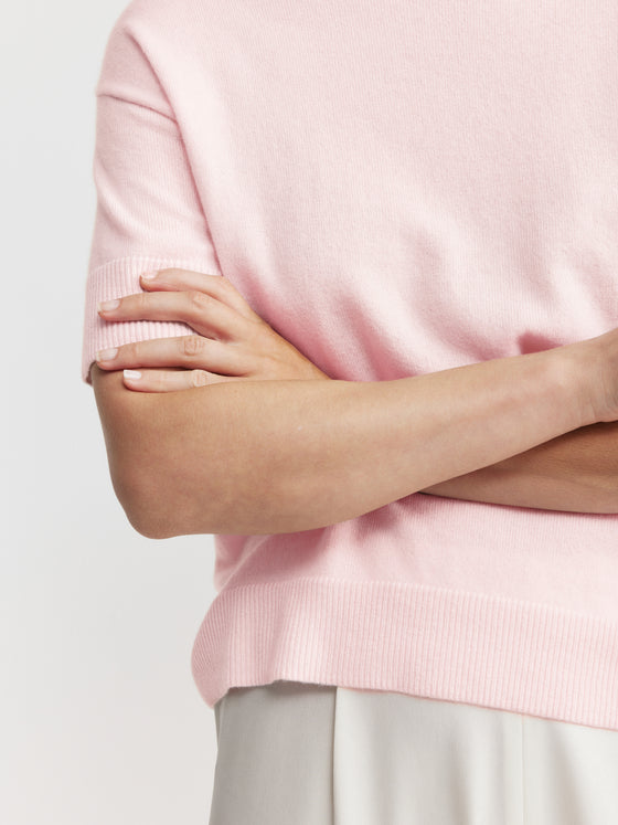 Essential Cashmere Crew Tee - Powder Pink