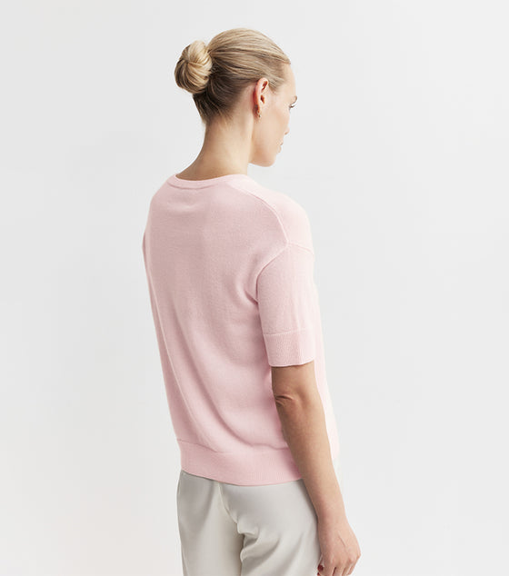 Essential Cashmere Crew Tee - Powder Pink