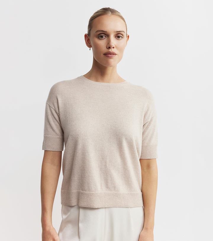 Essential Cashmere Crew Tee - Sand