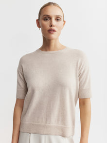  Essential Cashmere Crew Tee - Sand