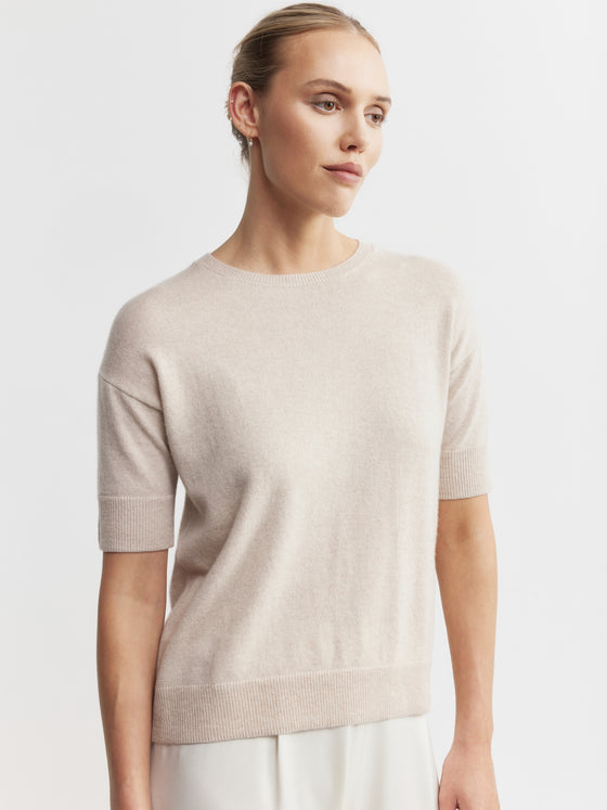 Essential Cashmere Crew Tee - Sand