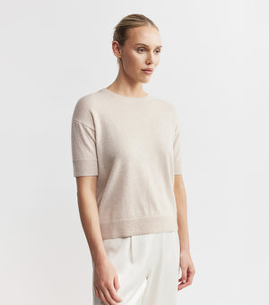 Essential Cashmere Crew Tee - Sand