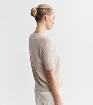 Essential Cashmere Crew Tee - Sand