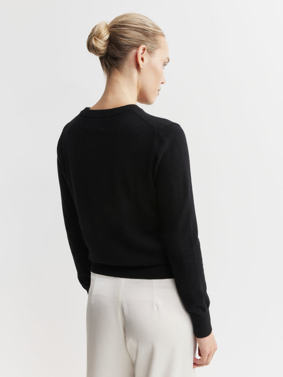 Essential Cashmere Rib Crew Sweater - Black