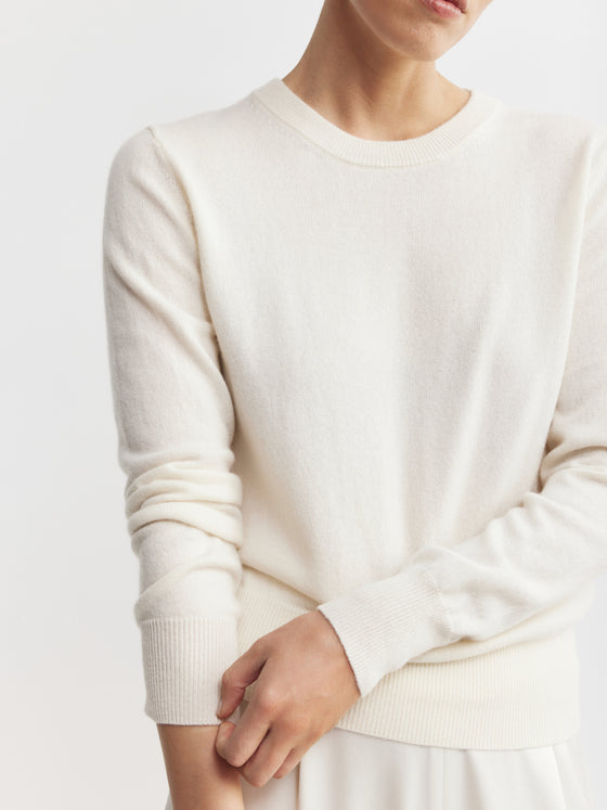 Essential Cashmere Rib Crew Sweater - Cream