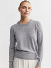 Essential Cashmere Rib Crew Sweater - Dark Grey Melange