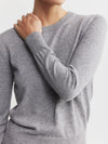 Essential Cashmere Rib Crew Sweater - Dark Grey Melange