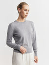 Essential Cashmere Rib Crew Sweater - Dark Grey Melange