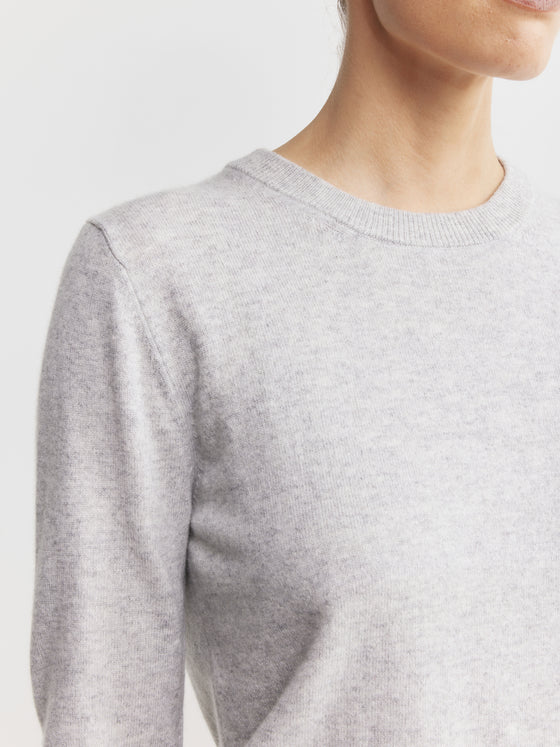 Essential Cashmere Rib Crew Sweater - Grey Melange