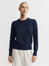 Essential Cashmere Rib Crew Sweater - Navy