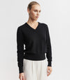 Essential Cashmere Rib V Sweater - Black