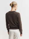 Essential Cashmere Rib V Sweater - Brown Melange