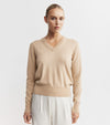 Essential Cashmere Rib V Sweater - Camel