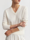 Essential Cashmere Rib V Sweater - Cream