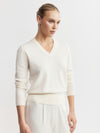 Essential Cashmere Rib V Sweater - Cream