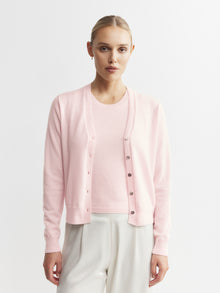  Essential Cashmere V Cardigan - Powder Pink