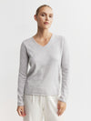 Essential Cashmere V Sweater - Grey Melange