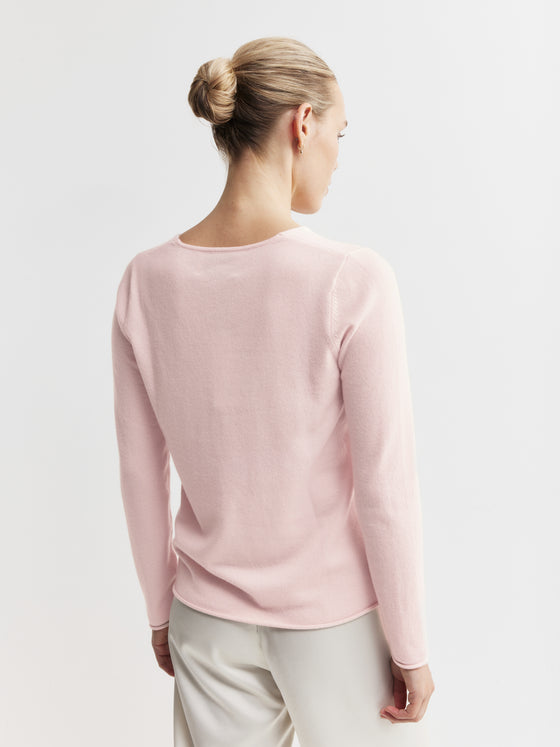 Essential Cashmere V Sweater - Pale Pink