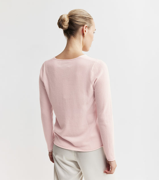 Essential Cashmere V Sweater - Pale Pink