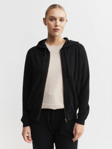  Essential Cashmere Zip Hoodie - Black