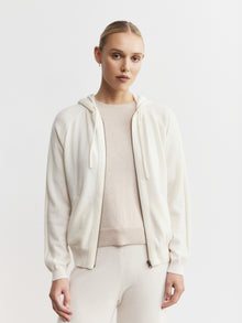  Essential Cashmere Zip Hoodie - Cream