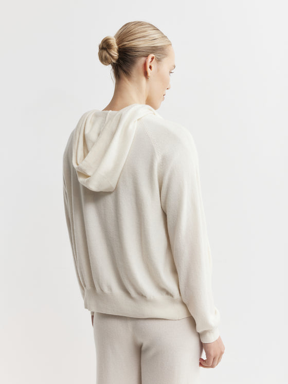 Essential Cashmere Zip Hoodie - Cream