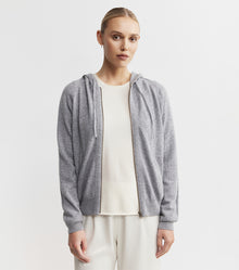  Essential Cashmere Zip Hoodie - Dark Grey Melange