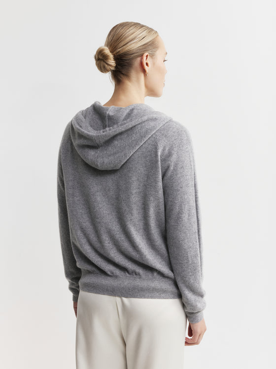 Essential Cashmere Zip Hoodie - Dark Grey Melange