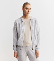  Essential Cashmere Zip Hoodie - Grey Melange