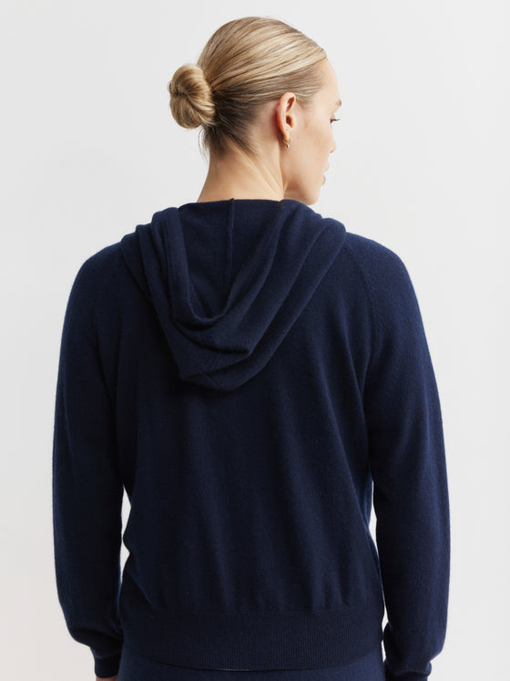 Essential Cashmere Zip Hoodie - Dark Navy