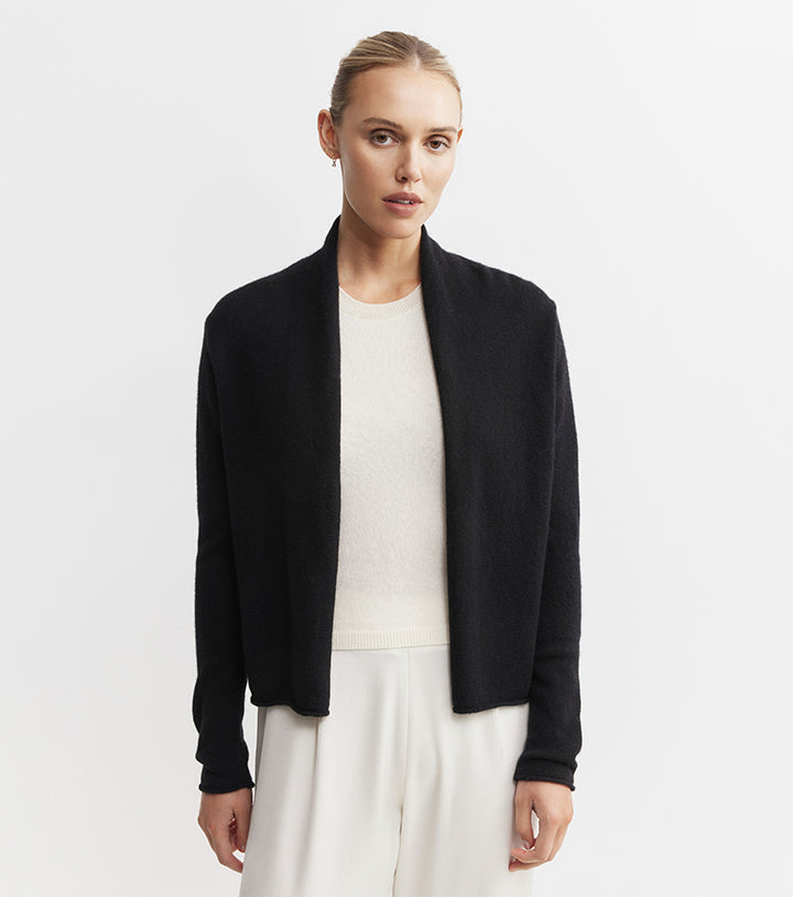 Essential Cashmere Featherweight Cardigan - Black