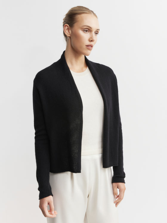 Essential Cashmere Featherweight Cardigan - Black