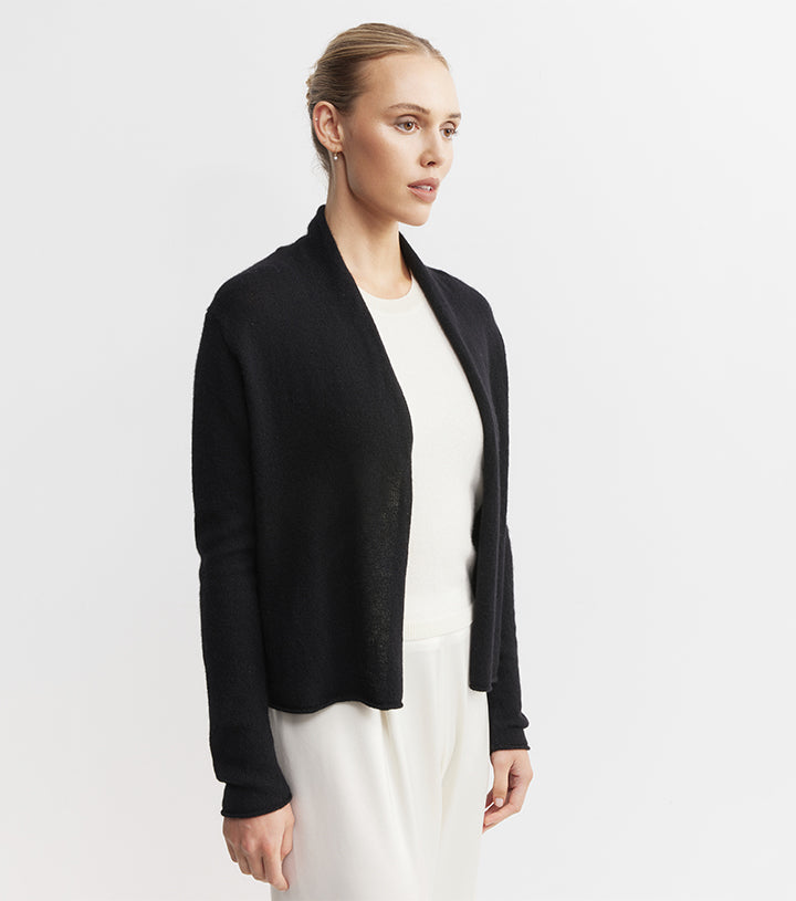 Essential Cashmere Featherweight Cardigan - Black