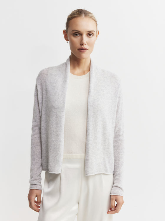 Essential Cashmere Featherweight Cardigan - Grey Melange