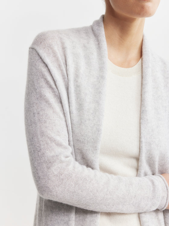 Essential Cashmere Featherweight Cardigan - Grey Melange