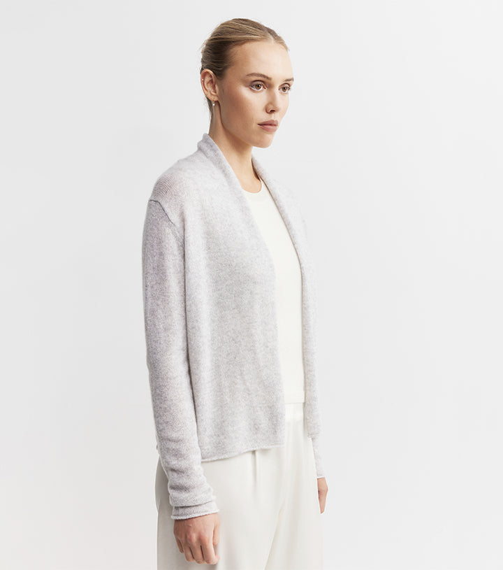 Essential Cashmere Featherweight Cardigan - Grey Melange