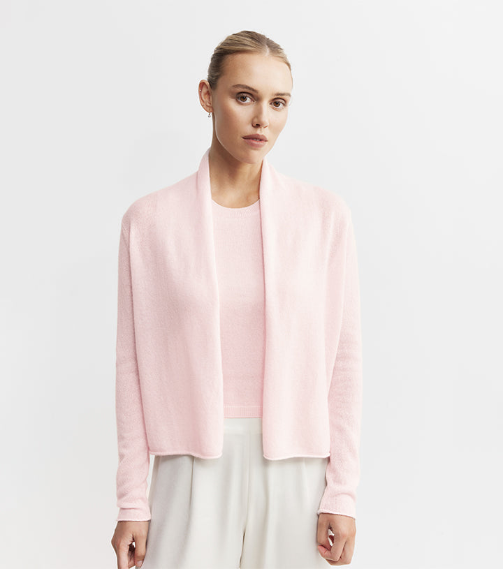 Essential Cashmere Featherweight Cardigan - Powder Pink