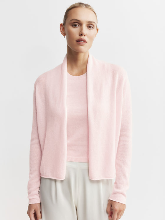 Essential Cashmere Featherweight Cardigan - Powder Pink