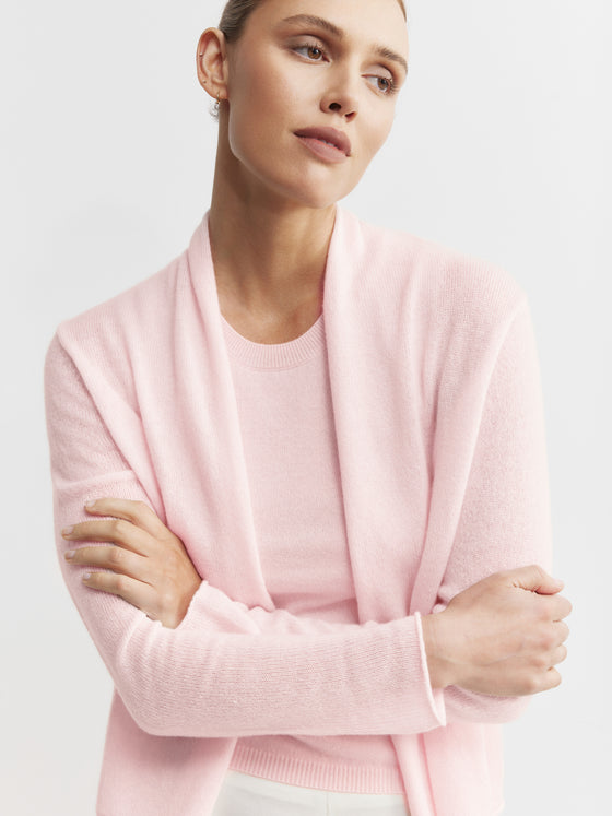 Essential Cashmere Featherweight Cardigan - Powder Pink