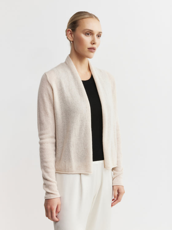 Essential Cashmere Featherweight Cardigan - Sand