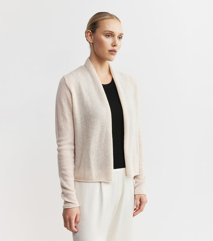 Essential Cashmere Featherweight Cardigan - Sand