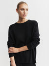 Cashmere Featherweight Oversize Crew - Black