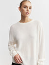 Cashmere Featherweight Oversize Crew - Cream